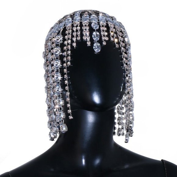 Glitter Rhinestone Long Crystal Hair Chain Headband for Women Headwear Headpiece - Picture 2 of 5